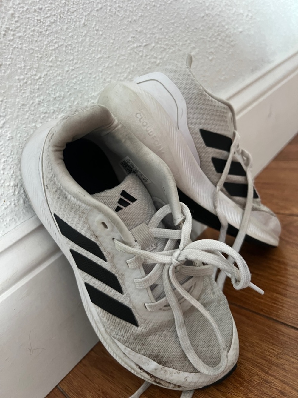 adidas White and Black Running Shoes with Three Stripes